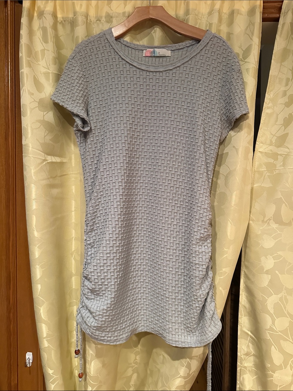 Free People Beach Textured Light Blue Short Sleeve Dress